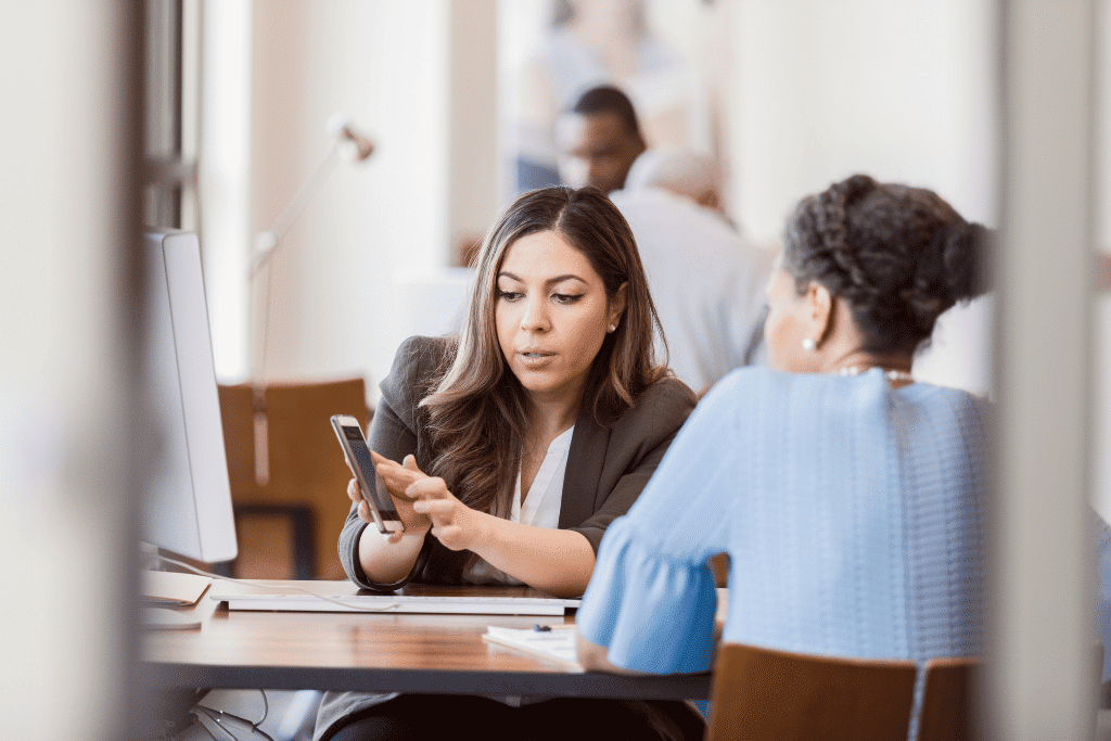 credit union bank employee working with a new member