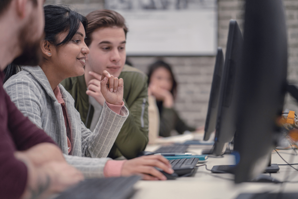 college students working together on a project